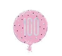 Unique Party 83352 - Ballon de 100e Anniversaire - 45 cm - Fête d'Anniversaire à thème Noir et Argent Glitz