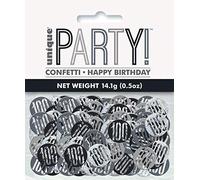 Unique Confettis 83833 – 100e anniversaire – thème Noir et Argent Glitz