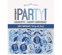 Unique Party 83835 - Confettis de 13e Anniversaire - Fête d'Anniversaire à thème Bleu et Argent Glitz