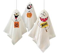 Unique Party 88048 - Lot de 3 décorations d'halloween fantômes à Suspendre, Motifs Assortis, 88,9 cm