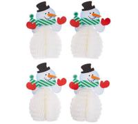 Unique Party 90340 Lot de 4 Mini Bonhomme de Neige en nid d'abeille