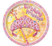 Unique Party - Assiettes de fête "Pretty Princess", Anniversaire 8-pack SG16605 (Taille unique) (Rose/Jaune)