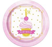 Unique Party Assiettes en carton 1st Birthday, 8 pièces SG15005 (taille unique) (or/rose)