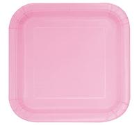 Unique Party- Assiettes en Carton Carrées Écologiques-18 cm-Couleur Rose Pastel-Paquet de 16, 30880EU, Light Pink