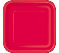 Unique Party- Assiettes en Carton Carrées Écologiques-18 cm-Couleur Rouge-Paquet de 16, 31502EU, Red