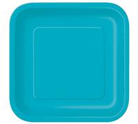 Unique Party- Assiettes en Carton Carrées Écologiques-18 cm-Couleur Turquoise-Paquet de 16, 32110EU, Teal