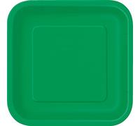 Unique Party- Assiettes en Carton Carrées Écologiques-18 cm-Couleur Vert Émeraude-Paquet de 16, 31860EU, Emerald Green