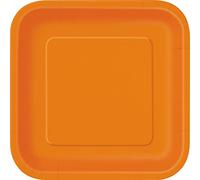 Unique Party-Assiettes en Carton Carrées Écologiques-23 cm-Couleur Orange-Paquet de 14, 32341EU