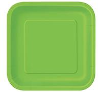 Unique Party- Assiettes en Carton Carrées Écologiques-23 cm-Couleur Vert Citron-Paquet de 14, 31429EU, Lime Green
