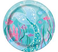 Unique Party- Assiettes en Carton Écologiques-18 cm-Fête à thème de Sirène-Paquet de 8, 58324EU, Multicolour