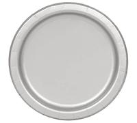 Unique Party- Assiettes en Carton Écologiques-23 cm-Couleur Argent-Paquet de 16, 33448EU, Silver