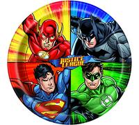 Unique Party Assiettes en Carton Écologiques-23 cm-Fête à thème Justice League-Paquet de 8, 49965EU, Multicolour