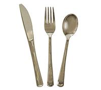 Unique Party- Assorted Plastic Cutlery Set | Gold | 18 Pcs. Lot de Couverts en Plastique, 30261, doré, 6.75 inches