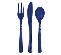 Unique Party- Assorted Plastic Cutlery Set | Navy Blue | 18 Pcs. Lot de Couverts en Plastique, 39524, Bleu Marine, Pack of 18