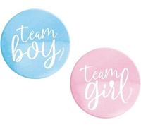 Unique Party - Badge de fête "Team Boy Or Girl", Gender Reveal 10er-Pack - Plastique, Fer SG31933 (Taille unique) (Rose/Bleu)