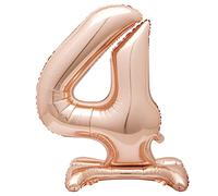 Unique Party- Ballon Géant Debout Numéro 4-76 cm-Or, 59594, Rose Gold