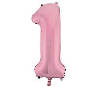 Unique Party- Ballon Géant-Numéro 1, 54453, Rose Pastel, 86 cm