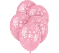 Unique Party - Ballons "Its A Girl", latex, Baby Shower pack de 5 SG38113 (taille unique) (rose/blanc)