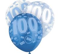 Unique Party - Ballons, latex, 100e anniversaire pack de 6 SG32494 (taille unique) (bleu/blanc)