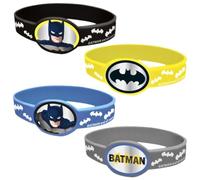 Unique Party Batman Lot de 4 bracelets en silicone, 77531, Jaune, Bleu, Gris, Noir
