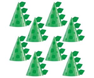 Unique Party Chapeaux Fête des Dinosaure Bleus et Verts-Paquet de 8, 73890, Multicolour, 15 cm x 10 cm