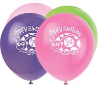 Unique Party - Coccinelle - Ballons, latex, 1er anniversaire pack de 8 SG23660 (taille unique) (rose/bleu/vert)