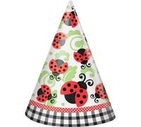 Unique Party - Coccinelle - Chapeaux de fête, papier pack de 8 SG24084 (taille unique) (Blanc/Rouge/Noir)