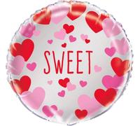 Unique Party - Coeurs - Ballon en plastique "Sweet" - Film SG29174 (taille unique) (blanc/rouge/rose)