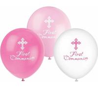 Unique Party - Croix rayonnante - Ballons, latex, première communion pack de 8 SG24546 (taille unique) (rose/blanc)