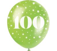 Unique Party - Effet nacré - Ballons, latex, 100e anniversaire pack de 5 SG24147 (taille unique) (vert/blanc)
