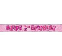 Unique Party Enfants bannière scintillante Happy Birthday SG14652 (3ème) (rose)