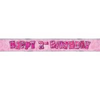 Unique Party Enfants bannière scintillante Happy Birthday SG14652 (4th) (rose)
