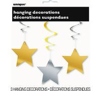 Unique Party étoile spirales de décoration (3 pièces) SG11126 (taille unique) (or/argent)