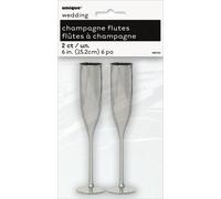 Unique Party - Flûte à champagne en plastique Cadeaux de fête Lot de 2 SG24188 (taille unique) (Argent)