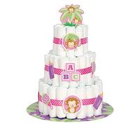 Unique Party Gâteau de Couches de bébé Singe de Fille Kit, Lot de 25