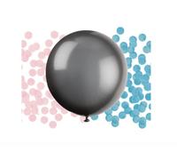 Unique Party- Gender Reveal Big Latex Balloon Kit | 24" révéler Le sexe-61 cm, 54600, Confettis Noirs