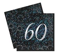 Unique Party Glitz 57463 Lot de 16 serviettes en papier pour 60e anniversaire Bleu