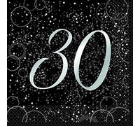 Unique Party Glitz 57480 Lot de 16 serviettes en papier pour 30e anniversaire Argenté