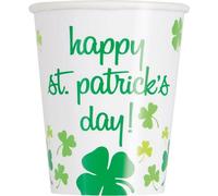 Unique Party - Gobelets "Happy St. Patrick's Day" pack de 8 - carton SG23247 (taille unique) (Blanc/Vert)