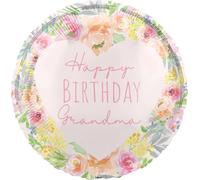 Unique Party - "Happy Birthday Grandma" Ballon rond en feuille, feuille SG38871 (taille unique) (blanc/coloré)