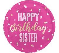 Unique Party - "Happy Birthday Sister" Ballon rond en plastique, film SG38864 (taille unique) (rose)
