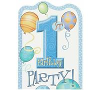 Unique Party - Invitations, 1er anniversaire pack de 8 - carton SG31026 (taille unique) (Blanc/Bleu)