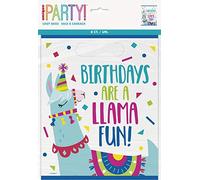 Unique Party- Llama Birthday Party Loot Bags | 8 Pcs 73233-Pochettes Cadeau-Fête d'anniversaire à thème Paquet de 8, 73233, Nylon/A