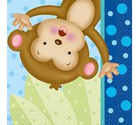 Unique Party Lot de 16 serviettes de table pour fête prénatale garçon singe