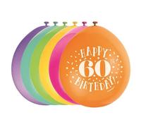 Unique Party - Manches ballon, latex, 60e anniversaire pack de 10 SG25986 (taille unique) (Coloré)