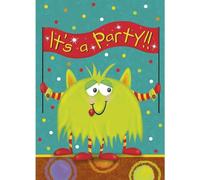 Unique Party - Monster - Invitations "It's A Party" pack de 8 - carton SG24160 (taille unique) (Coloré)