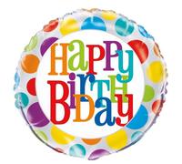 Unique Party - Motif à pois - Ballon en plastique, Joyeux anniversaire - Film SG22348 (Taille unique) (Rouge/Bleu/Violet)
