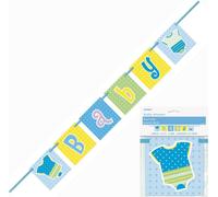 Unique Party - Motif à pois - Drapeau, Baby Shower - Plastique SG25393 (Taille unique) (Bleu/Jaune/Blanc)