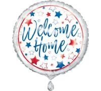 Unique Party - Motif étoilé - Ballon en plastique, Bienvenue à la maison - Film SG19699 (taille unique) (blanc/bleu/rouge)
