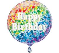 Unique Party - Motif étoilé - Ballon en plastique "Happy Birthday" - Film SG19766 (taille unique) (Arc-en-ciel)